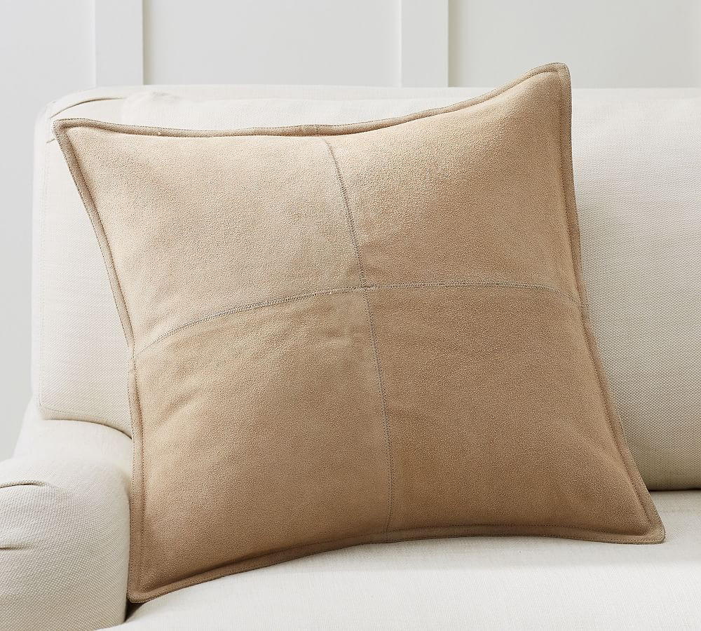 Pieced Suede Throw Pillow | Pottery Barn (US)