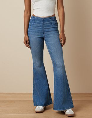 AE Luxe Pull-On High-Waisted Festival Flare Jean | American Eagle Outfitters (US & CA)
