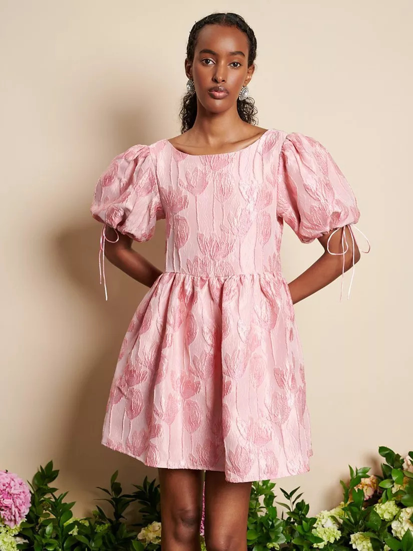 Sister Jane Dream Darling Jacquard Mini Dress, Pink | John Lewis (UK)
