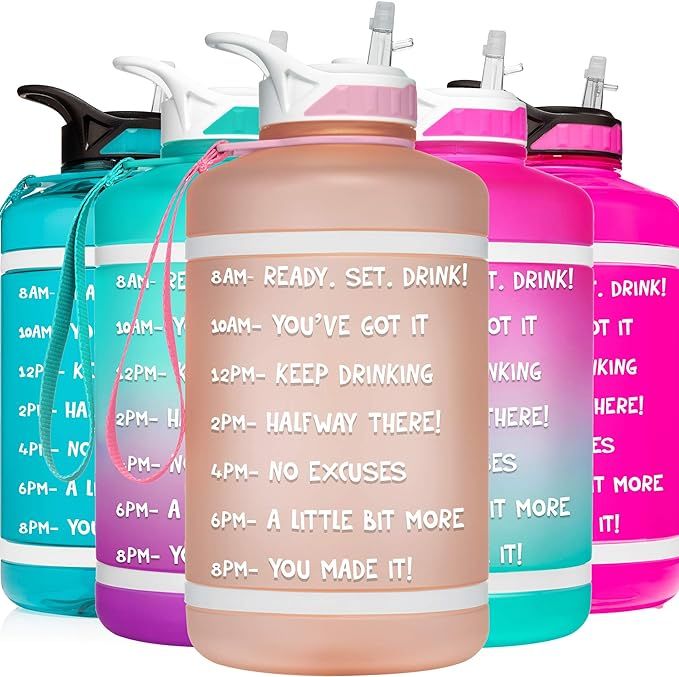 HydroMATE 64 oz Half Gallon Motivational Water Bottle with Straw and Handle with Time Marker Larg... | Amazon (US)