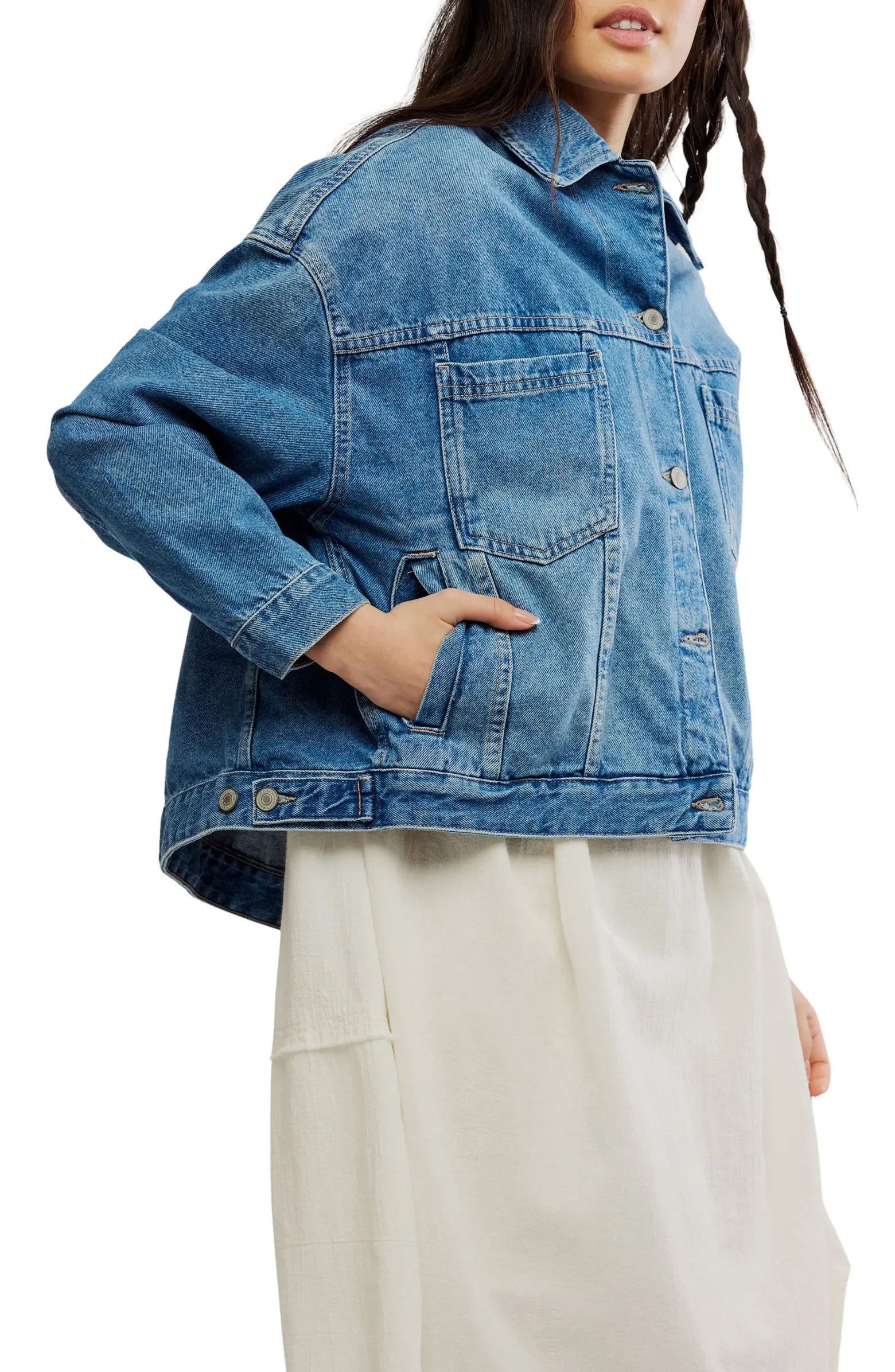 Free People We The Free Opal Swing Denim Trucker Jacket | Nordstrom | Nordstrom