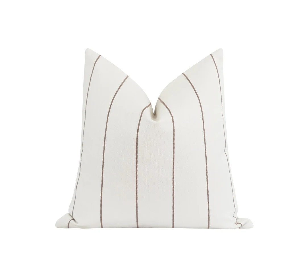 Brown and Ivory Stripe Pillow Cover • Textured Striped Design • Neutral Earth Tone Pillow for... | Etsy (US)