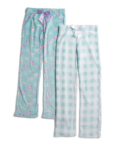 Girls 2pk Bows And Plaid Pajama Pants | TJ Maxx
