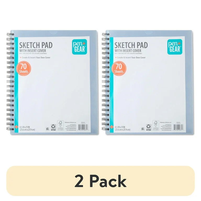 (2 pack) Pen+Gear Create a Cover Sketch Diary, Blue, Insertable Cover, 70 Sheets, 8.5" x 11" | Walmart (US)