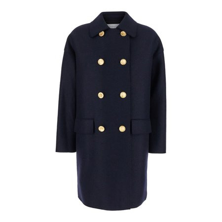 Harris Wharf London Female Blue Double-Breasted Coat With Gold Buttons In Wool Blue Sizes IT 34-64 | Walmart (US)