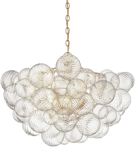 Longree Nordic Bubble Ball Swirled Glass Chandelier, Dia 32" Gild Gold and Clear Modern Hand Blow... | Amazon (US)