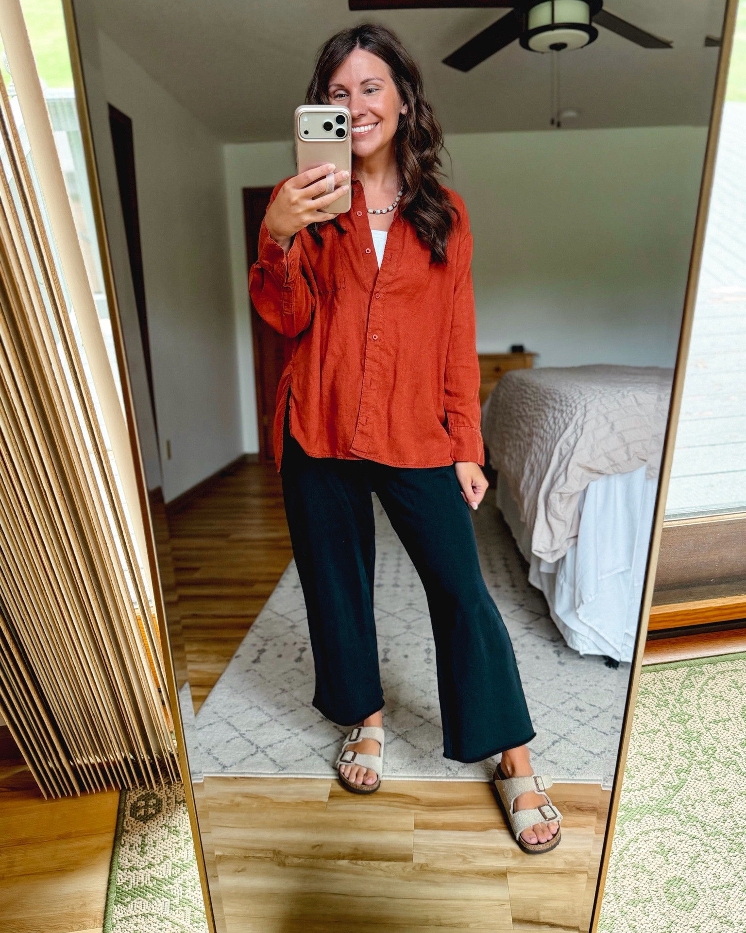 small in my tank, small petite in my button up linen shirt, and xs in my pants (100% organic cotton). My sandals are size 36.

My necklace is from acorns and twine but I also linked a few similar ones!

#LTKPetite #LTKootd #LTKmomlife