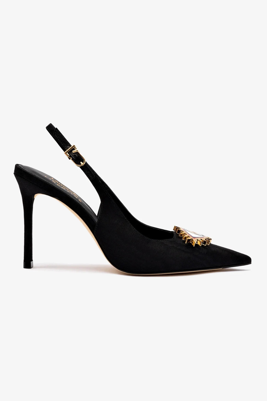 Larroudé x Libertine Eye Pump Hi In Black Fabric | Larroude