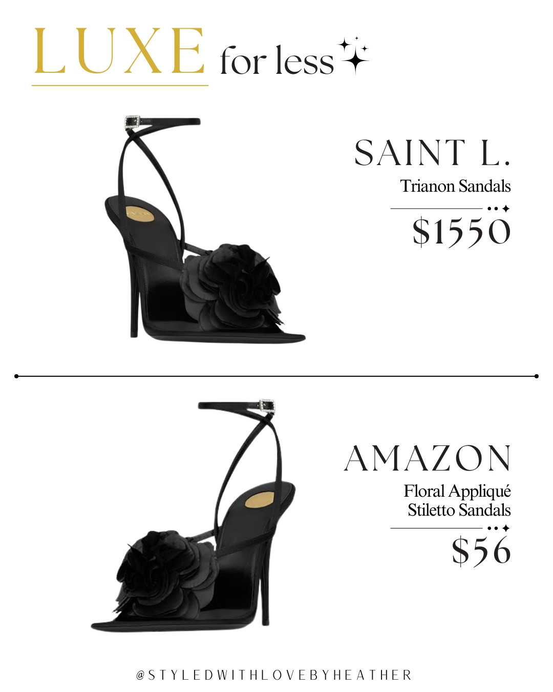 The drama these bring for $56?! 🖤🌹 I’m obsessed with the oversized floral detail and barely-there straps—the Amazon pair gives that glamorous statement-shoe moment without the $1,550 price tag. Save these for your next night-out look + tap my link to shop the luxe-for-less find!

#LTKdayinmylife #LTKootd #LTKSaleAlert