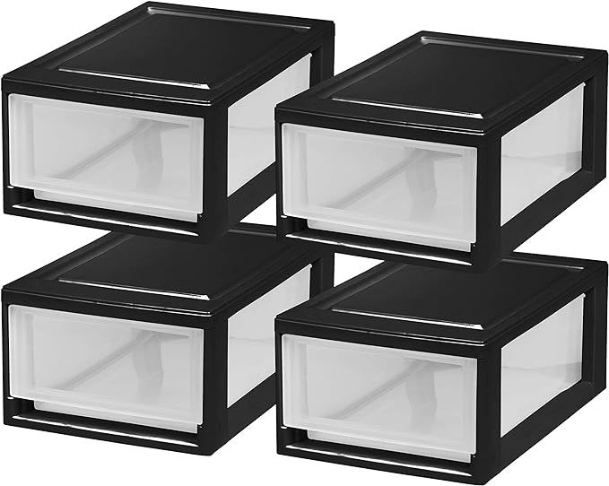 IRIS USA 6 Quart Compact Stacking Storage Drawer, Plastic Drawer Organizer with Clear Doors for U... | Amazon (US)