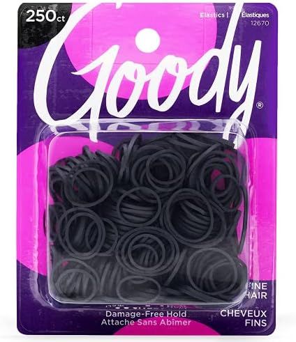 Goody Ouchless Womens Polyband Elastic Hair Tie - 250 Count, Black - Fine Hair - Hair Accesso... | Amazon (US)