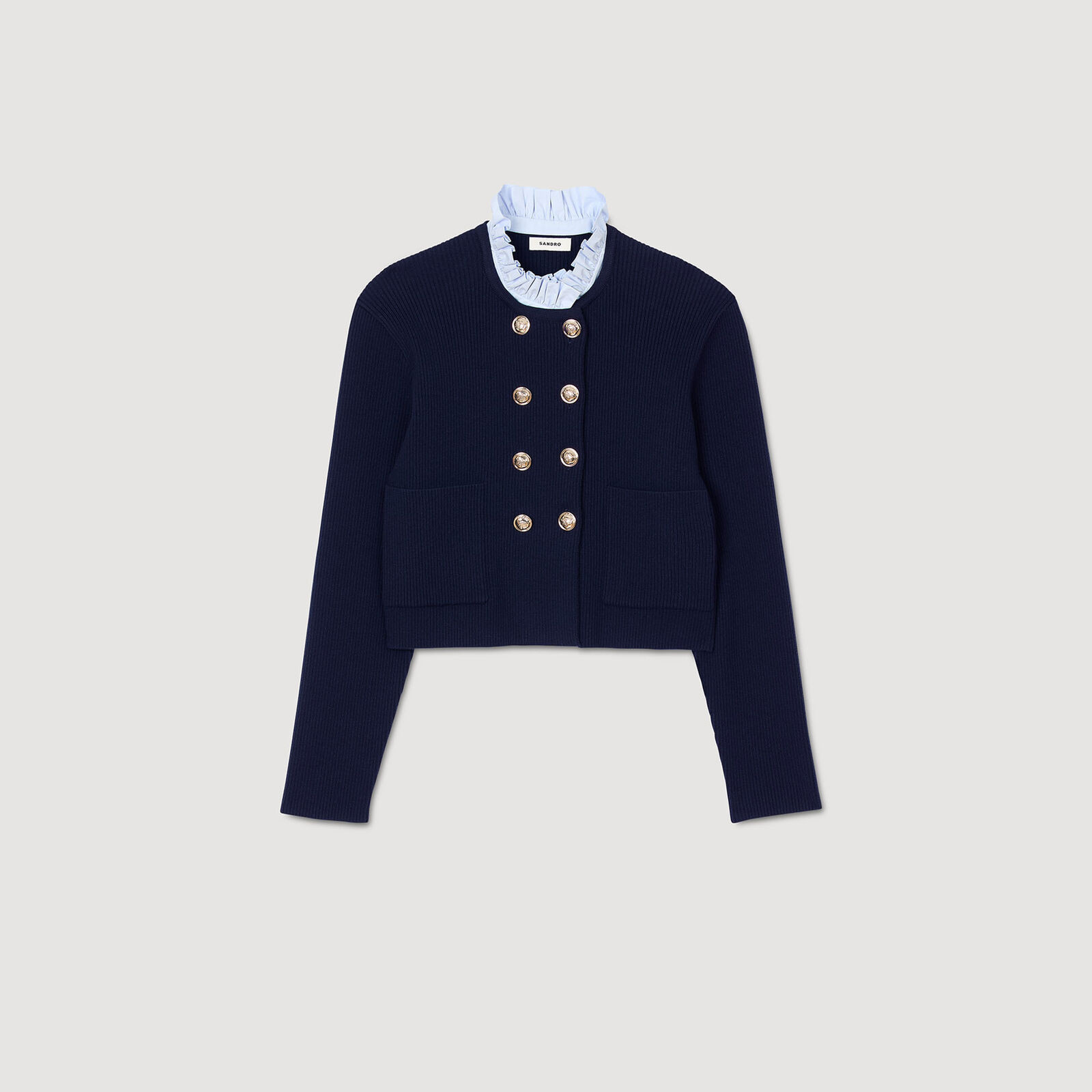 Cardigan with removable ruffled collar | Sandro US | Sandro-Paris US