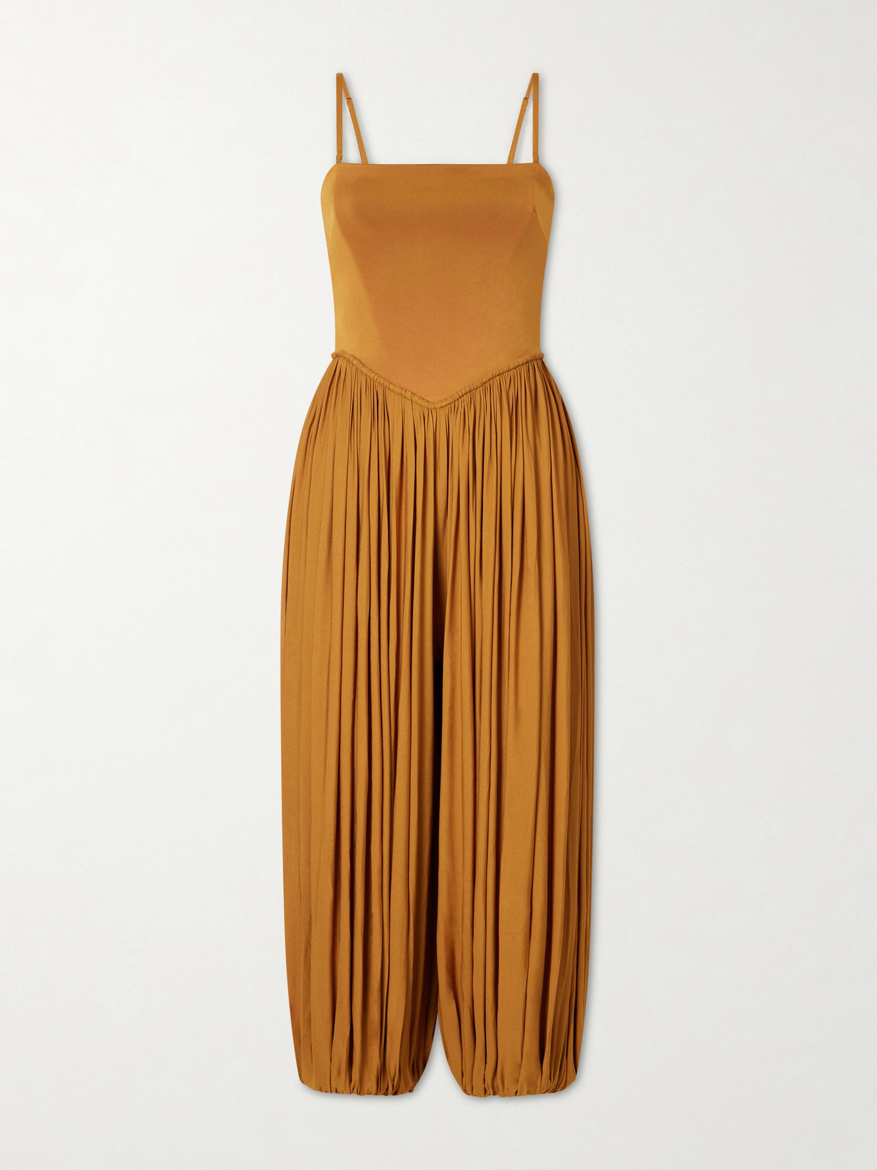 Zimmermann - Luna Cropped Pleated Jersey Jumpsuit - Orange | NET-A-PORTER (US)