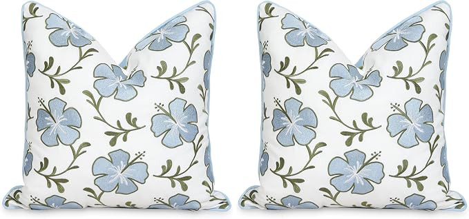 Hofdeco Premium Coastal Patio Indoor Outdoor Throw Pillow Cover Only, 18"x18" Water Repellent for... | Amazon (US)