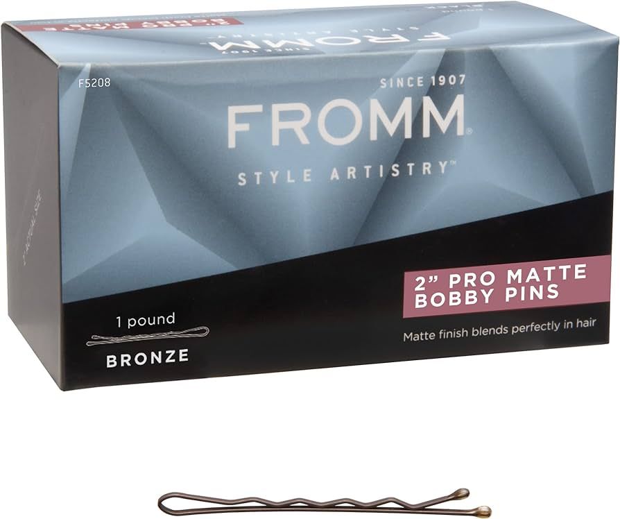 Fromm Style Artistry 2" Crimped Bobby Pins, Matte Bronze, 600 Hair Pins, Secure Hold, Suitable fo... | Amazon (US)