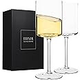 Edge Wine Glasses, Modern & Elegant Square Glass Set of 2, Large Red Wine or White Wine Glass - U... | Amazon (US)