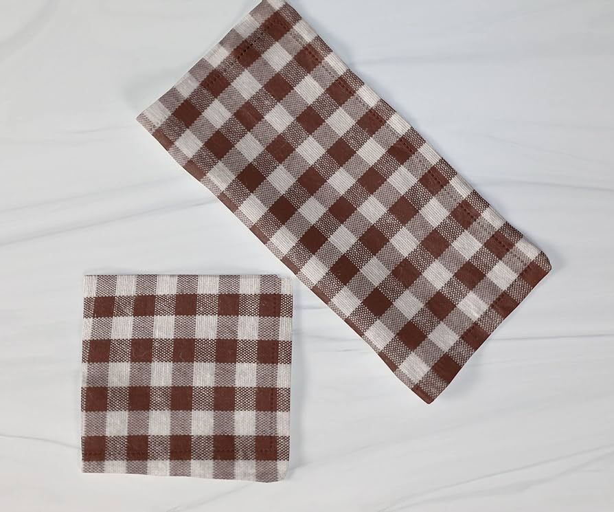 Poly Cotton Gingham/Checker Print 18"X18" Dinner Napkins for Dinner, Buffet Tables & Outdoor Picn... | Amazon (US)