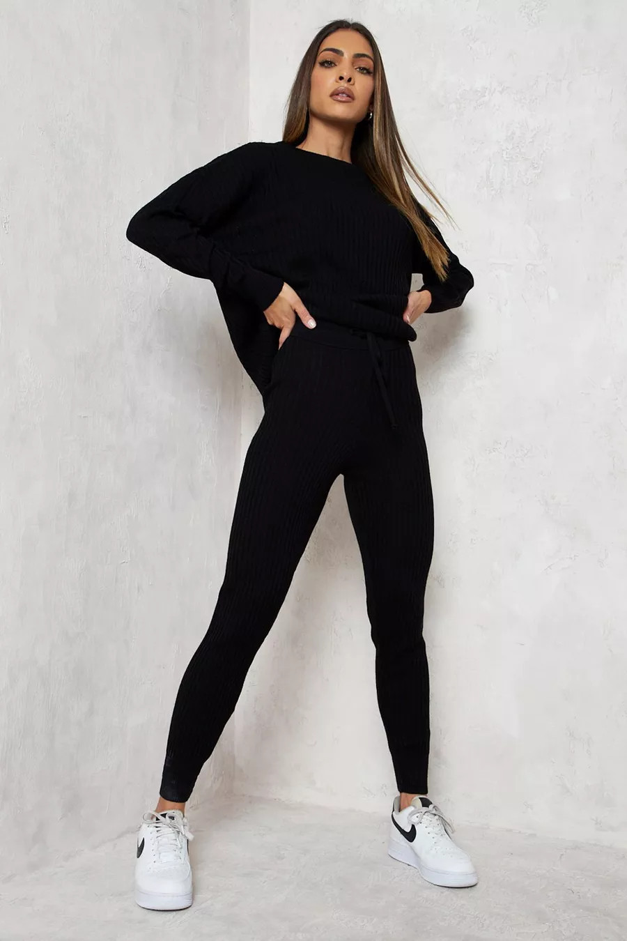 Slouchy Rib Knitted Tracksuit | Boohoo.com (UK & IE)