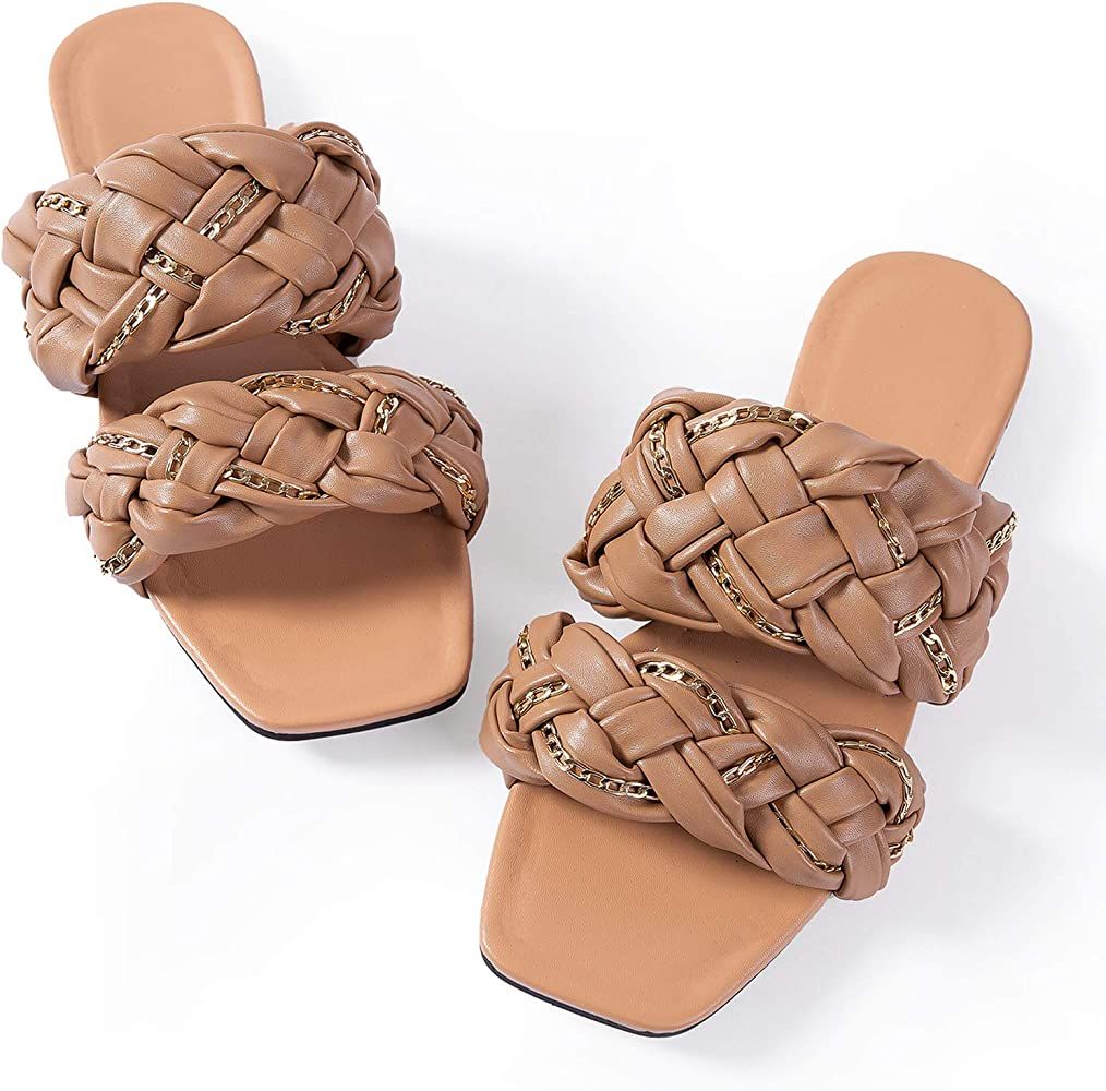 Women Flip-Flops Flat Sandals Leather Bow Sandals Beach Flat Rivets Rain Jelly Sandals | Amazon (US)