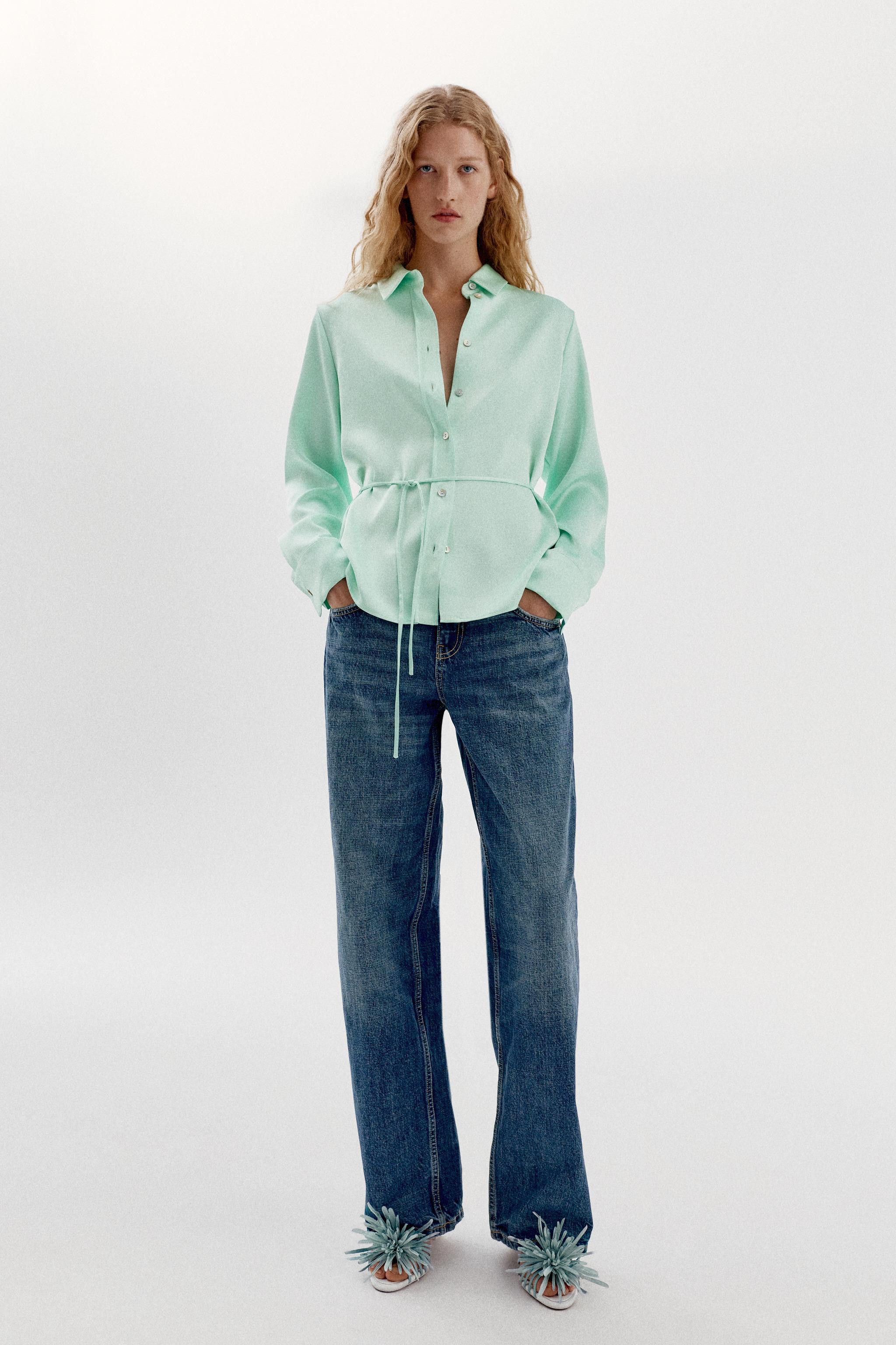 SATIN BACK-TIE SHIRT | Zara US
