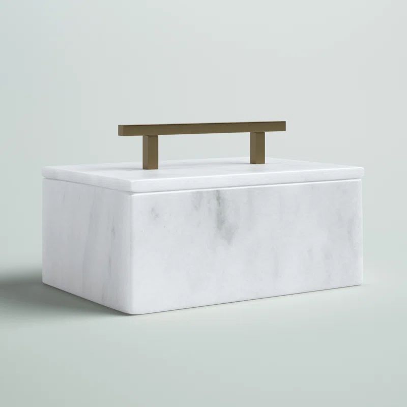 Bruner Box with Brass Handle - White | Wayfair North America