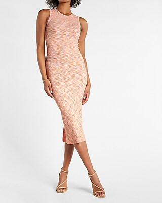 Conscious Edit Body Contour Space Dye High Neck Midi Sweater Dress | Express