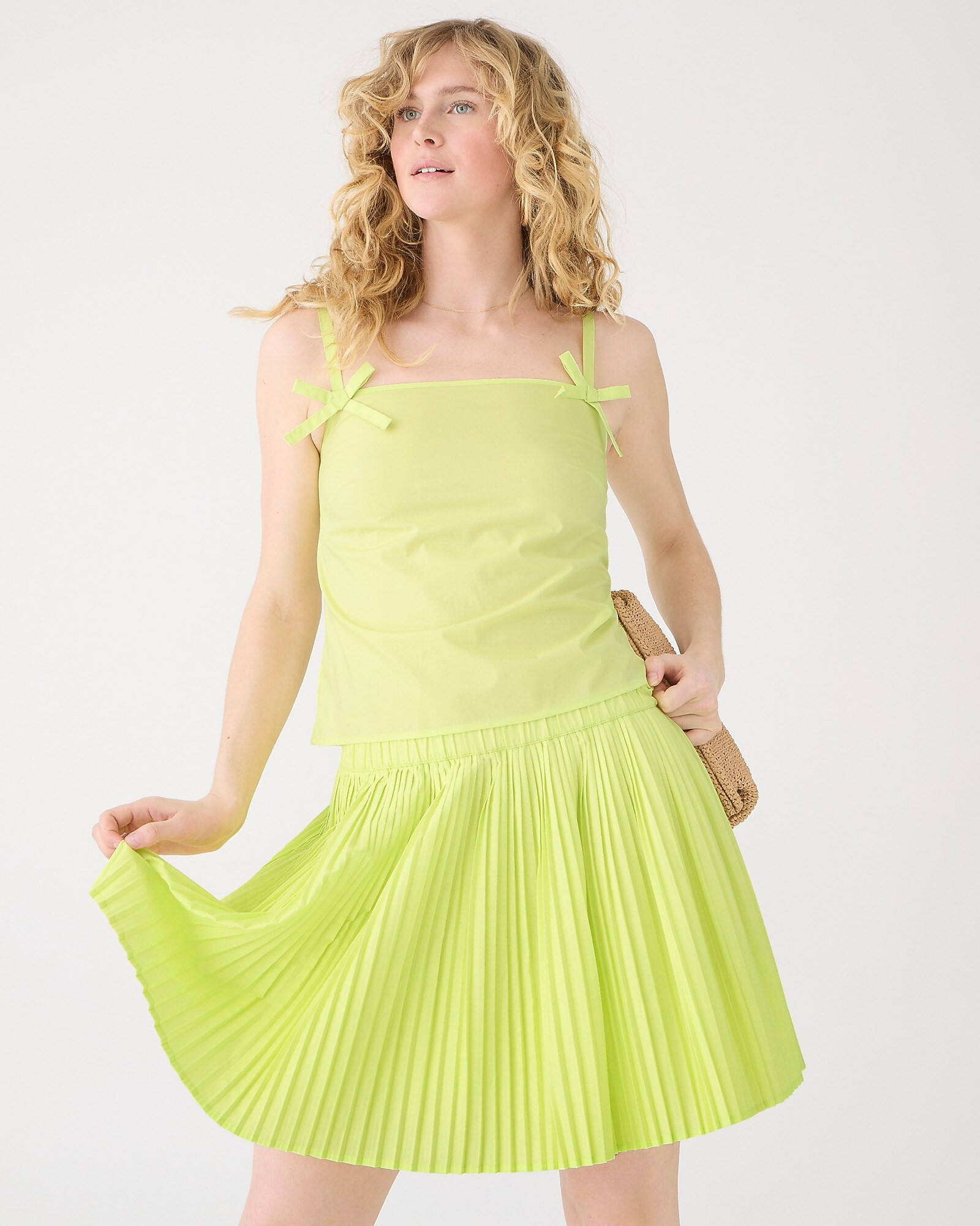Bow-strap tank top in cotton poplin | J. Crew US