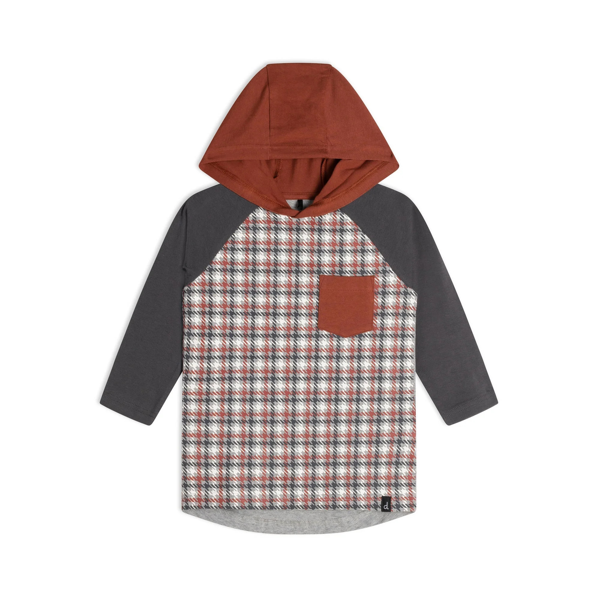 Hooded Jersey Top Plaid Print | Deux par Deux Childrens Designer Clothing