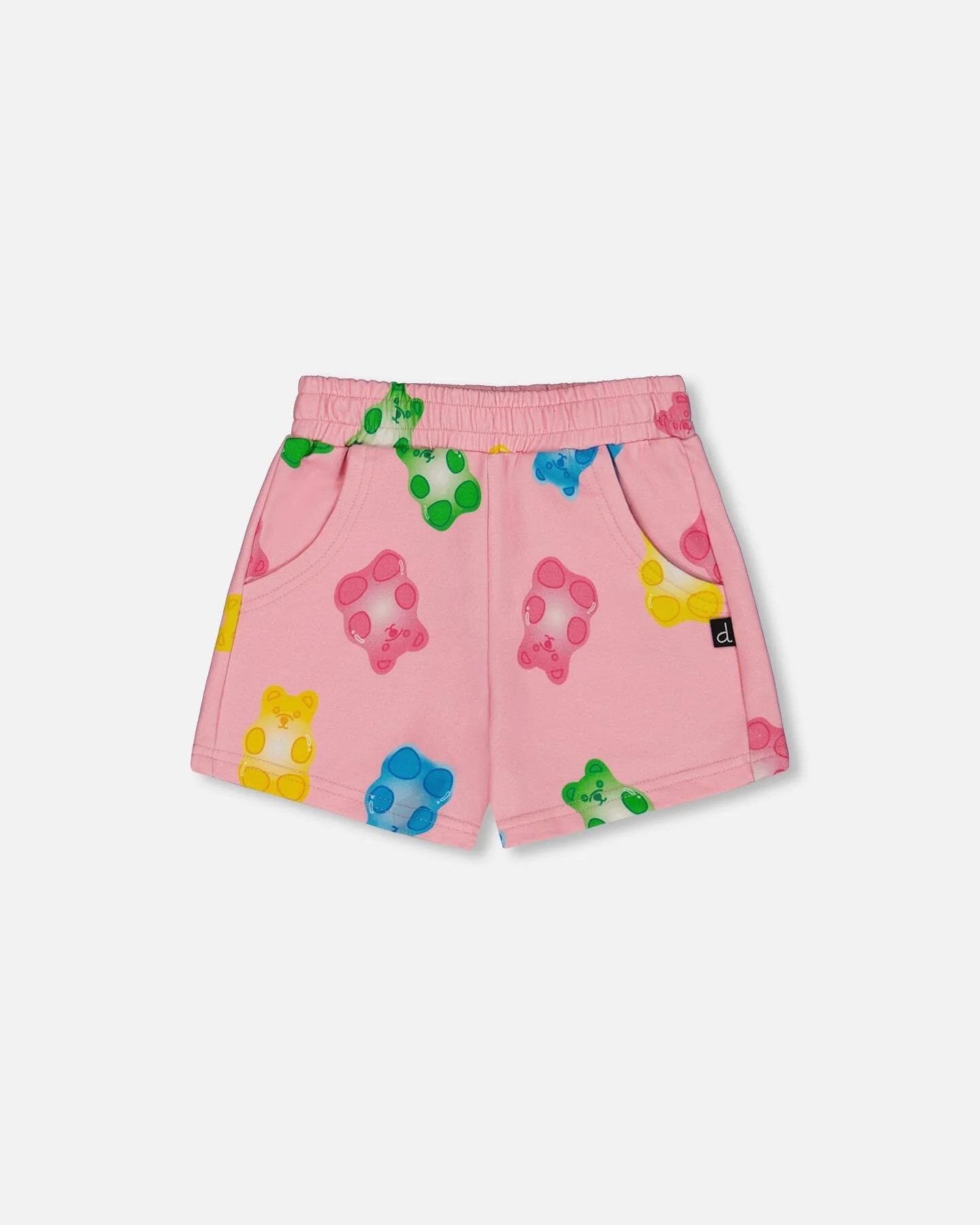 Printed French Terry Short Pink Multicolored Gummies - Deux par Deux | Deux par Deux Childrens Designer Clothing