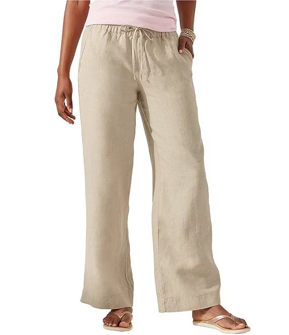 Two Palms Wide Leg High Rise Easy Drawstring Linen Pants | Dillard's