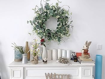24 Inch Eucalyptus Summer Wreath for Front Door, Summer Spring Wreath for Grapevine Farmhouse wit... | Amazon (US)