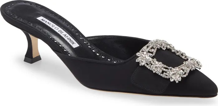 Manolo Blahnik Maysale Crystal Buckle Pointed Toe Mule | Nordstrom | Nordstrom