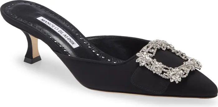 Manolo Blahnik Maysale Crystal Buckle Pointed Toe Mule | Nordstrom | Nordstrom