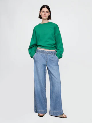 Mid Rise UltraSoft Pleated Easy Baggy Jeans | Gap (US)