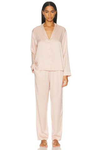 LUNYA Washable Silk Long Sleeve Pant Set in Pink | FWRD 
