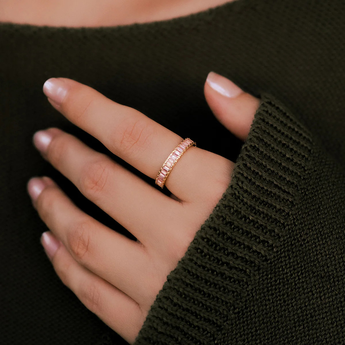 Baguette Birthstone Eternity Band | Mint & Lily