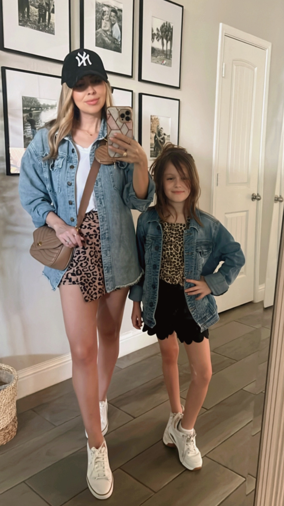 Mommy and Me in denim and cheetah! My cheetah skort is an old Zara find, but linking a similar one on here! My white basic tee and oversized jacket is from Amazon! 

Brynn’s scalloped high-waisted shorts are a Shein find! She turned some old over-alls into a top by cutting the bottom! Smart kid! Her jacket is from my closet and it’s ages old! Linking similar kid jackets from Target on here! 🫶🏼

#LTKKids #LTKFamily #LTKSeasonal