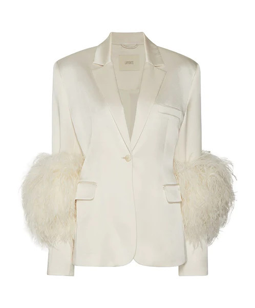 SATIN BLAZER WITH FEATHERS | LAPOINTE