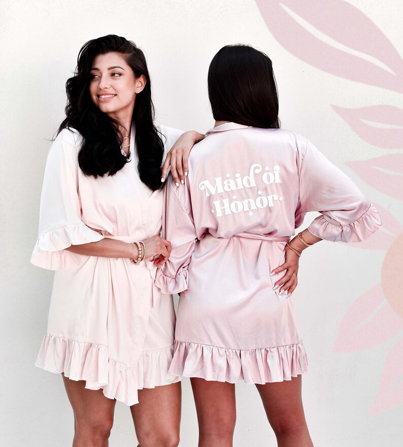 Bridesmaid Robes Gifts for Bridal Party Getting Ready Wedding Day Ruffle Robes Maid of Honor Robe... | Etsy (US)