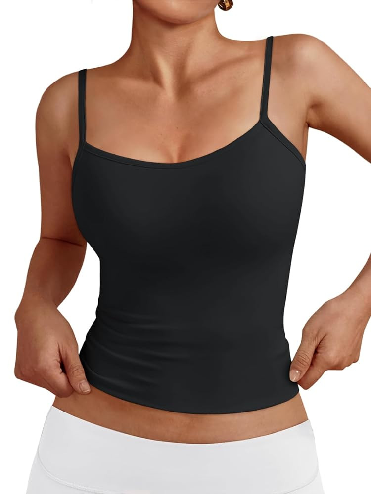 Trendy Queen Womens Adjustable Camisole Sleeveless Square Neck Spaghetti Strap Tank Tops Basic Sh... | Amazon (US)