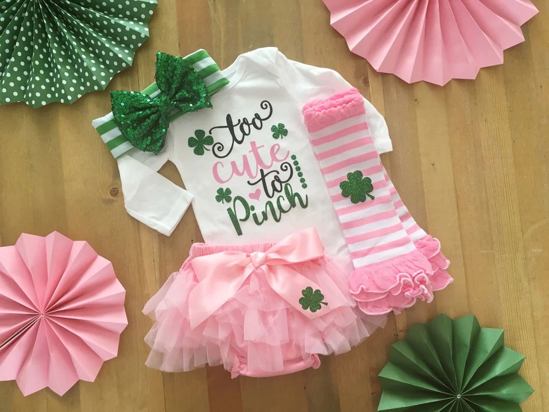 Baby Girl St Patrick’s Day Outfit, Too Cute To Pinch, St. Patrick’s Tutu Outfit, Newborn Sham... | Etsy (US)