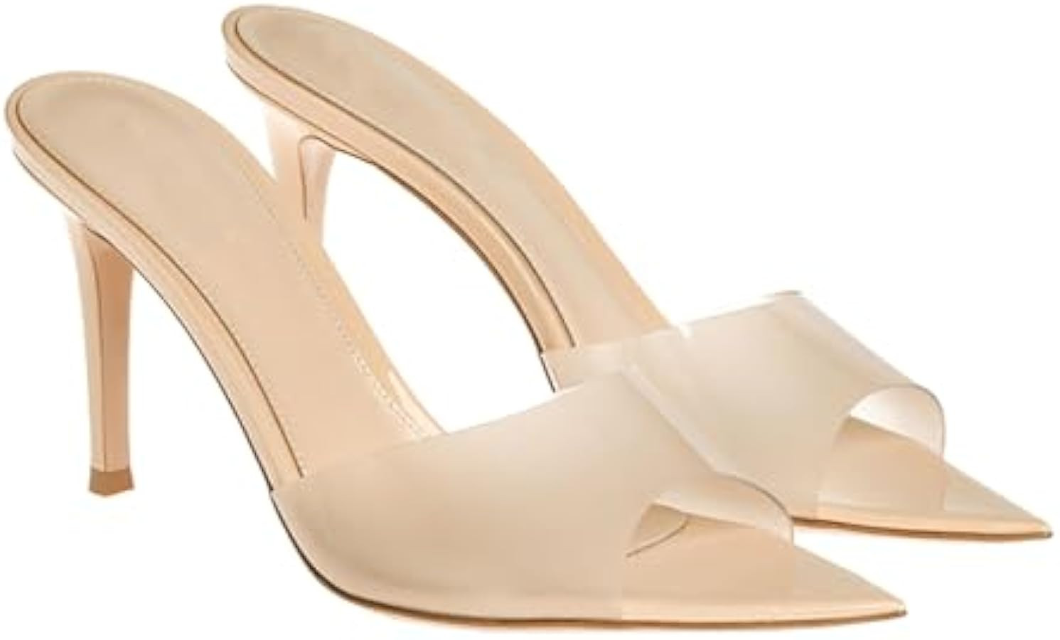 Women's Clear Pointed Open Toe Stiletto Heel Slide Sandals Fashion Sexy Slip On Transparent Strap... | Amazon (US)
