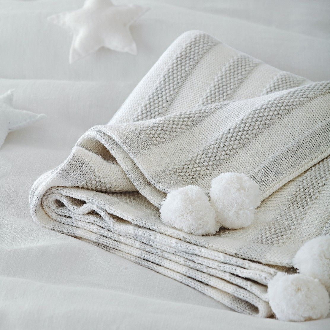 Cotton-Cashmere Striped Blanket | The White Company (UK)