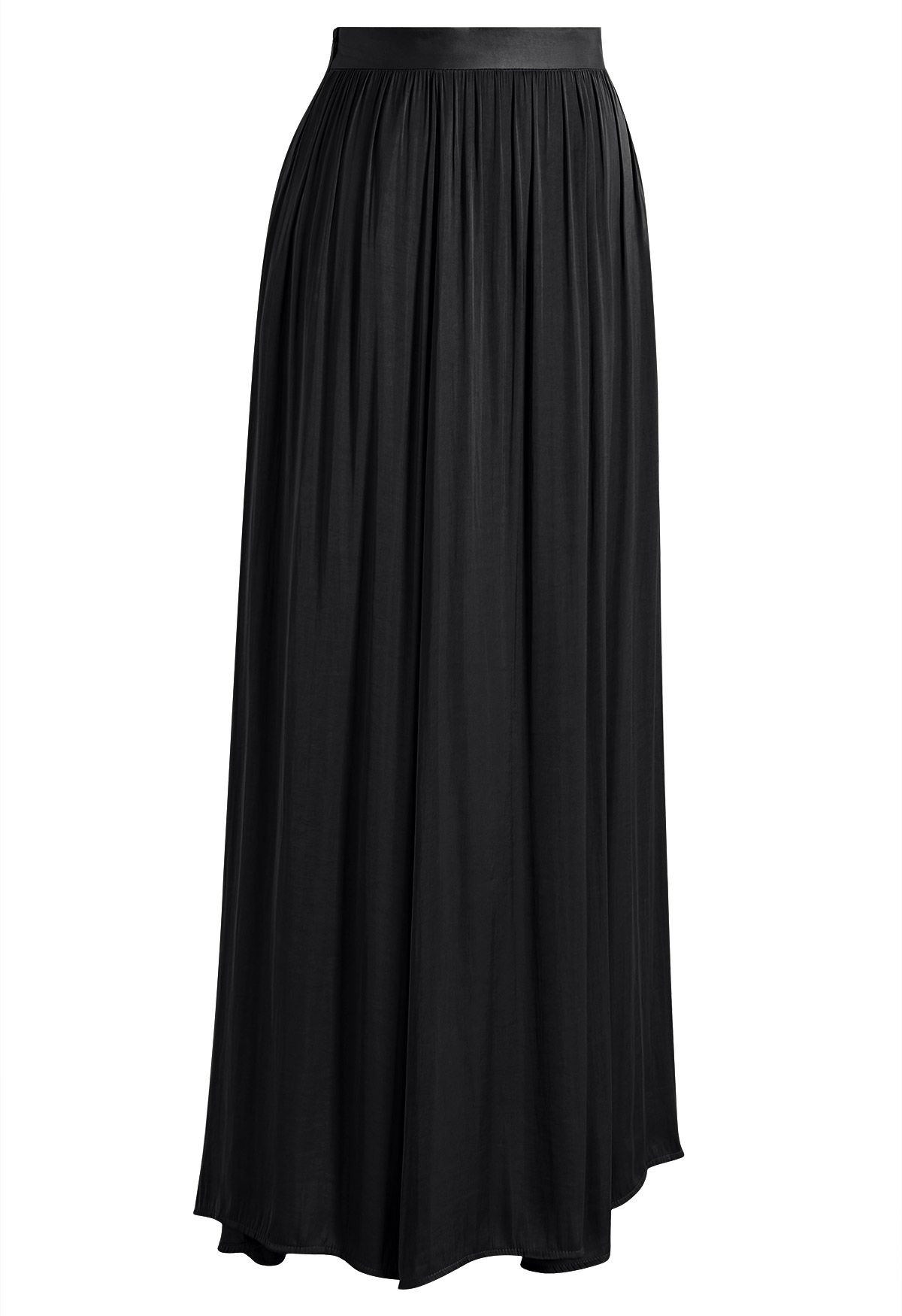 Flowing Draped Pleats High-Waist Maxi Skirt in Black for Weekend Brunches & Sunset Dinners | Chicwish