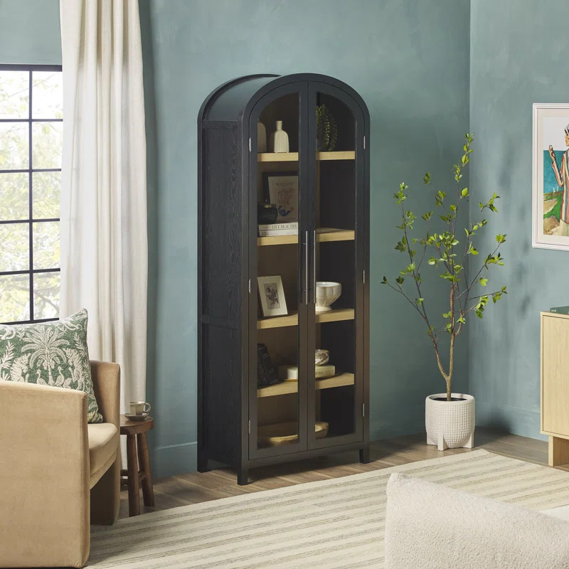 Ridunel Modern Arched Standard Bookcase with Glass Doors | Wayfair North America