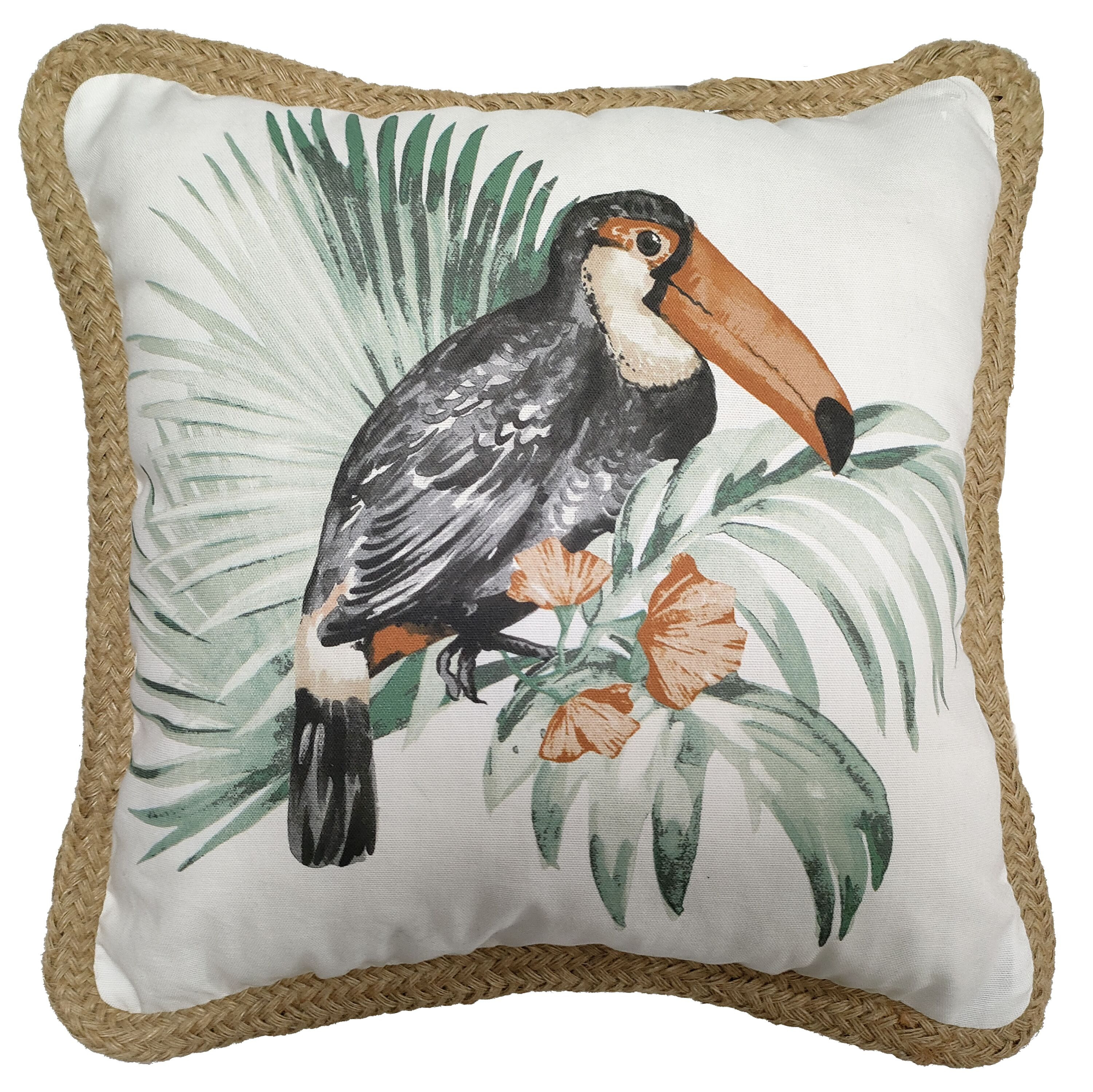allen + roth Animal Print Cala Toucan Square Throw Pillow Polyester | TR05S09B-9C8 | Lowe's