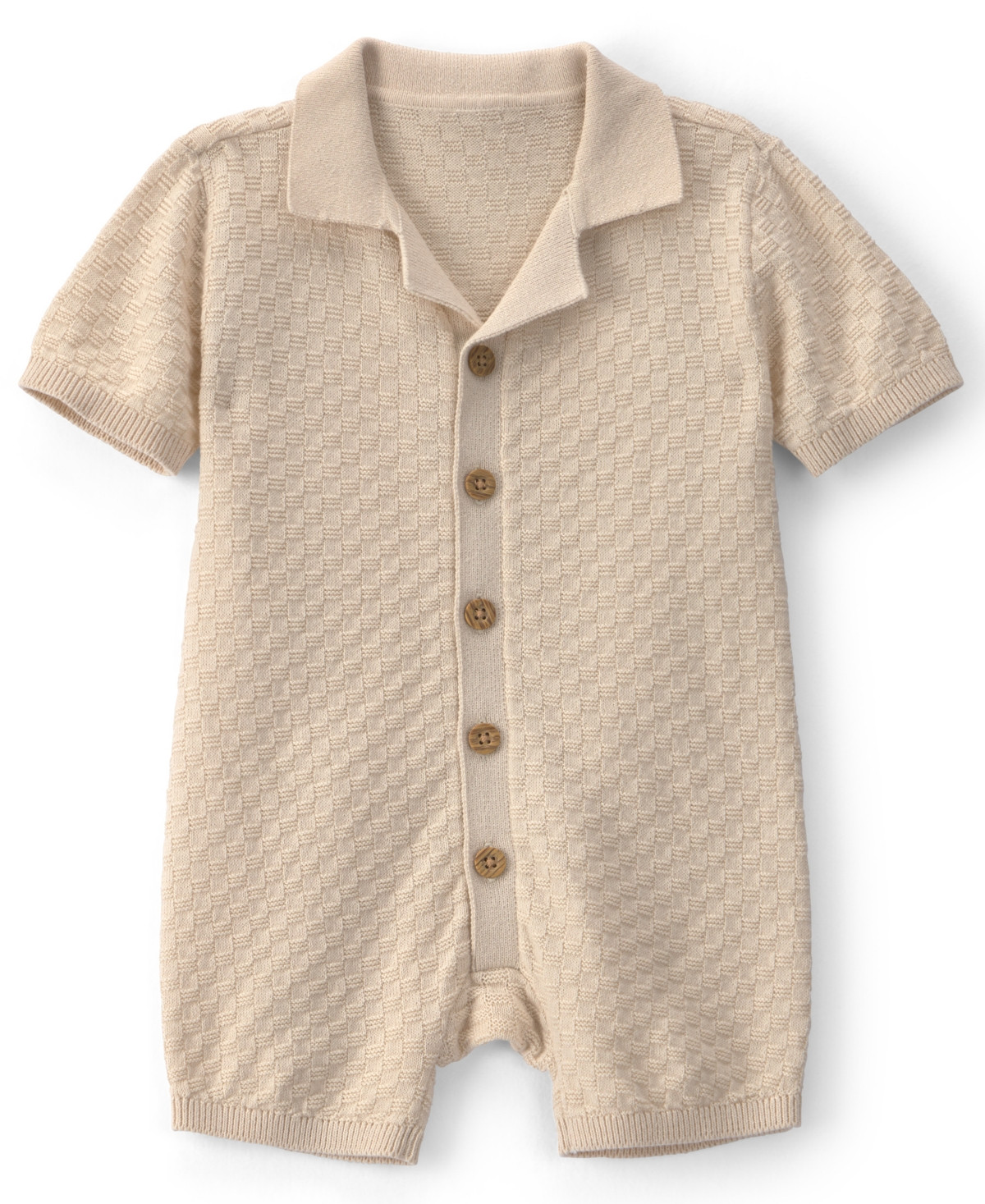 Carter's Baby Boys' Button-Down Short-Sleeve Romper - Ivory | Macy's