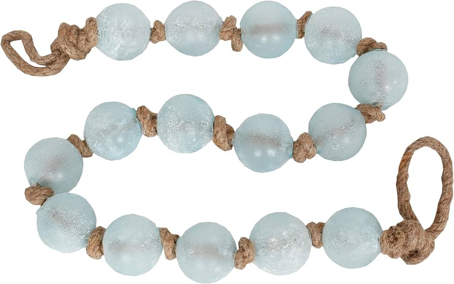Amazon.com: Sweet Summer Living Handcrafted 48 inch Garland with 15 Pieces Sea Glass Balls 2 inch in Diameter, Tabletop, Bowl and Tray D\u00e9cor Blue : Home & Kitchen | Amazon (US)