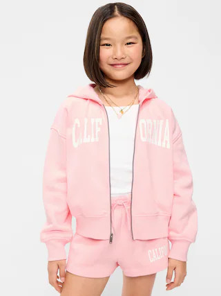 Favorite Fleece Graphic Zip-Front Hoodie for Girls | Old Navy (US)