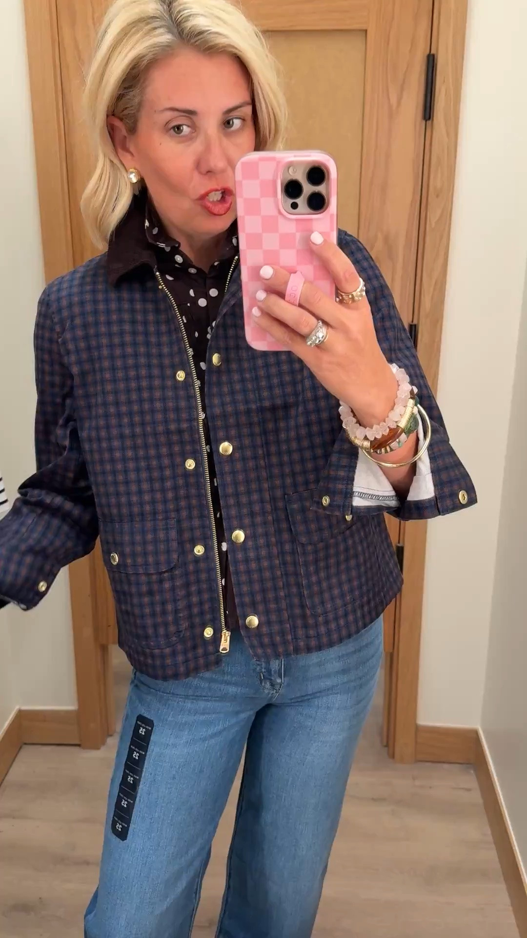 Print mixing and here for it! This jacket is a must buy! 

Sizing:
Sweaters - 4 
Collared Dress - 2 
Midi Dress - 0
Pants & Jeans - 26P
Blazer - 2 
Green Jacket - small
Plaid Jacket - xs

#LTKdayinmylife #LTKmomlife #LTKOver40